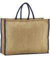 W475 Westford Mill Natural Starched Jute Market Shopper Natural / Navy colour image